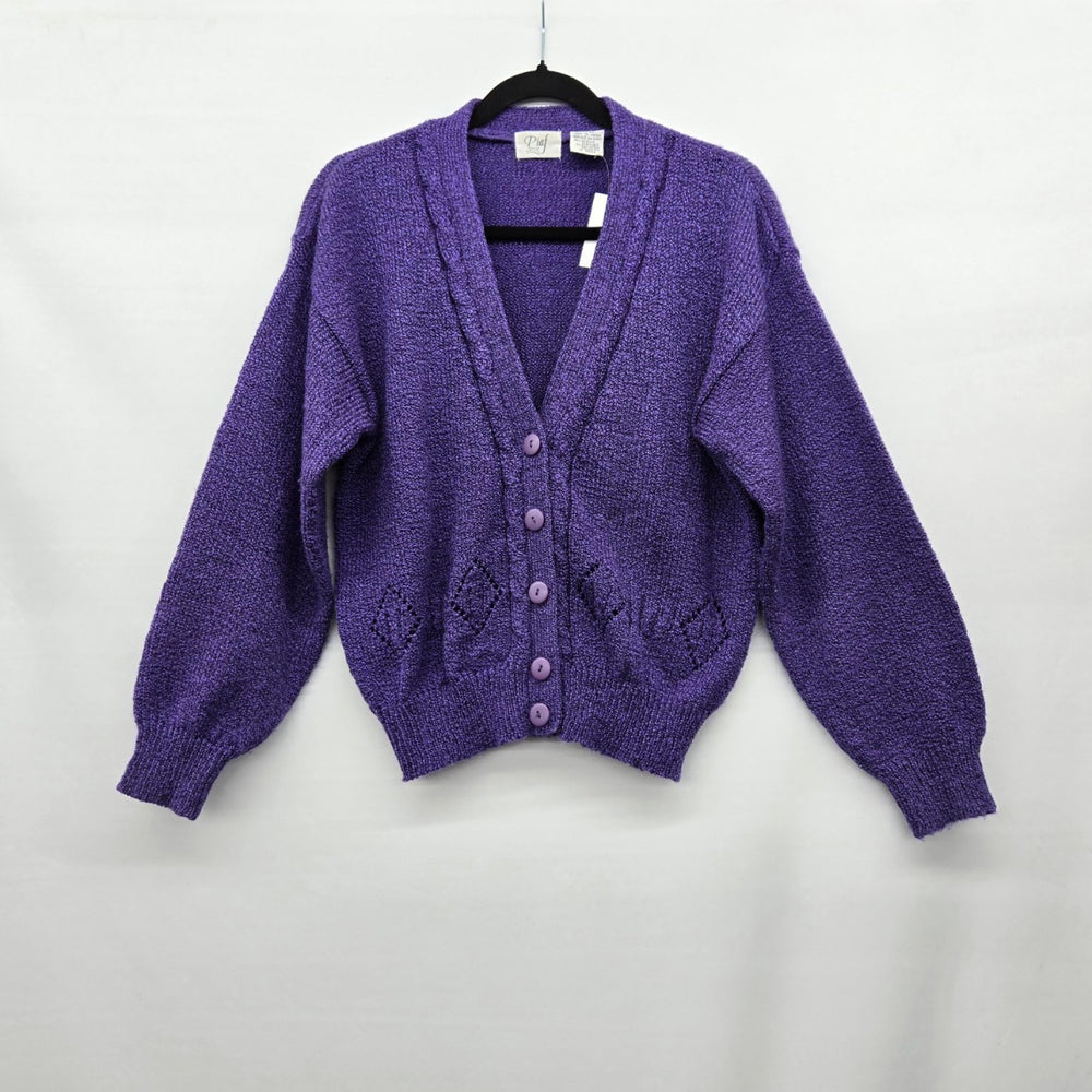 Piaf Purple Knit Button Front Cardigan Sweater - Size M