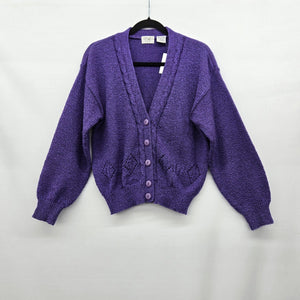 Piaf Purple Knit Button Front Cardigan Sweater - Size M