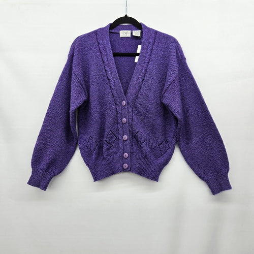 Piaf Purple Knit Button Front Cardigan Sweater - Size M