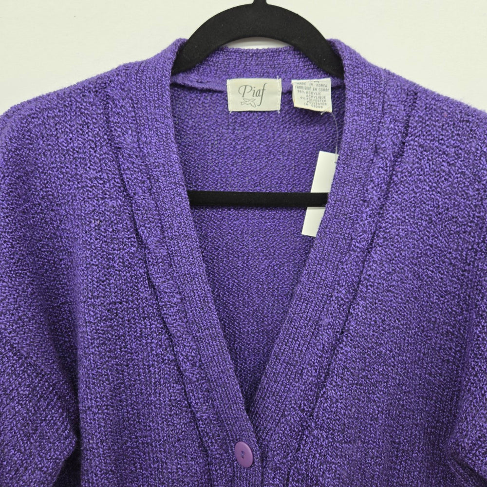 Piaf Purple Knit Button Front Cardigan Sweater - Size M