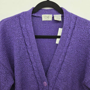 Piaf Purple Knit Button Front Cardigan Sweater - Size M