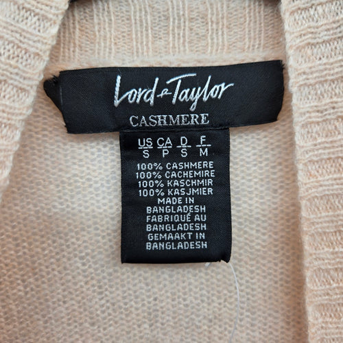 Lord & Taylor Cashmere Open Front Cardigan Sweater Blush Beige - Size S
