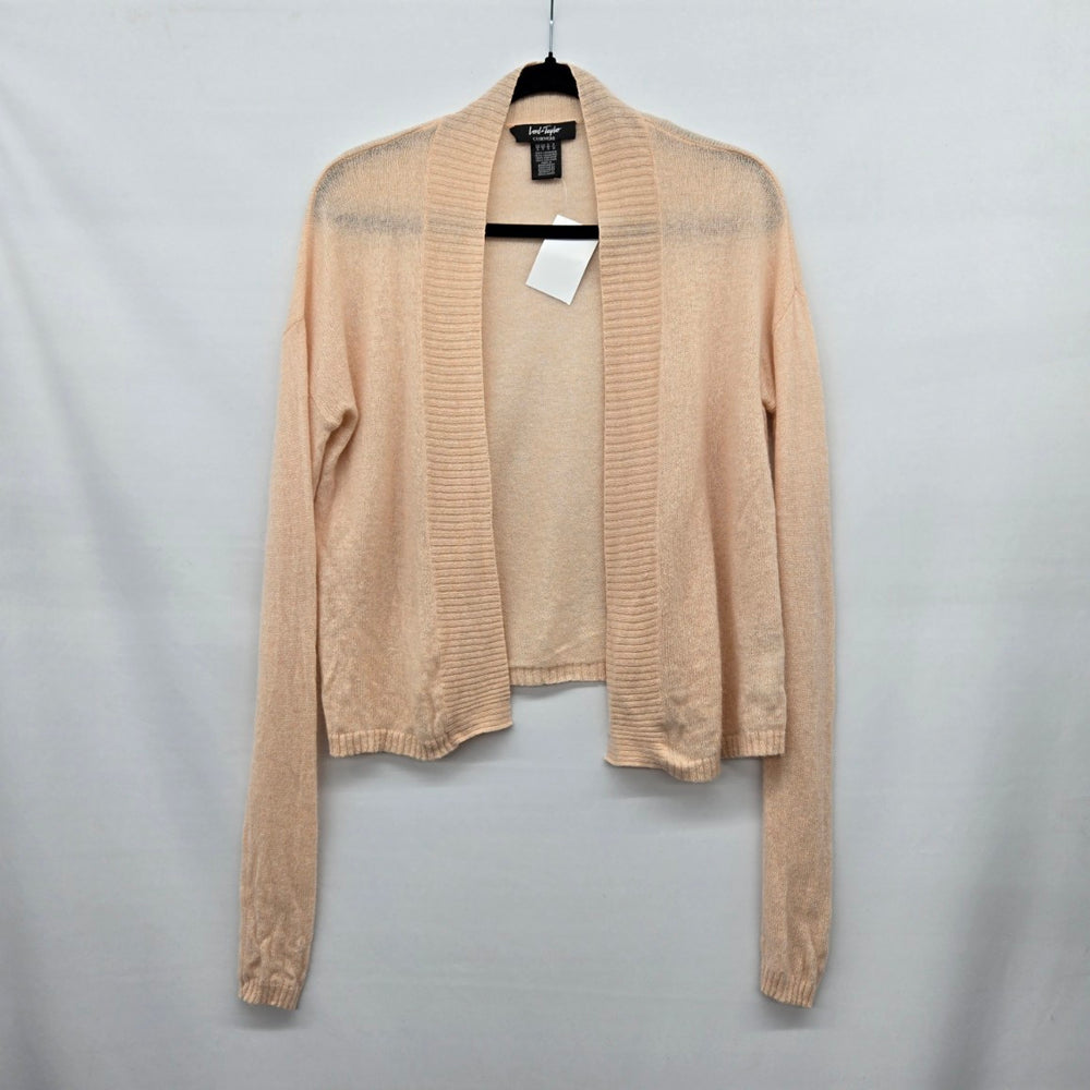 Lord & Taylor Cashmere Open Front Cardigan Sweater Blush Beige - Size S