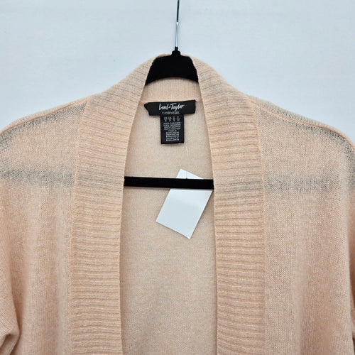 Lord & Taylor Cashmere Open Front Cardigan Sweater Blush Beige - Size S