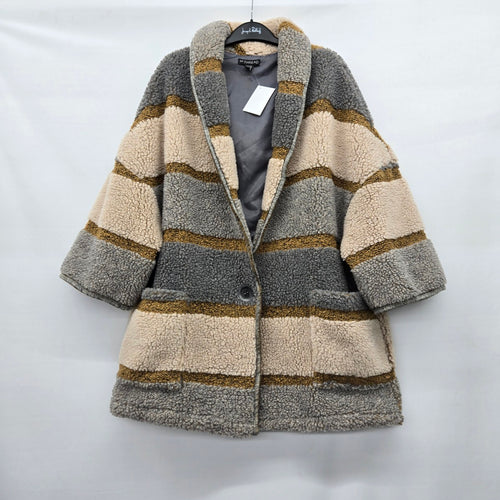 en THREAD Women’s Boucle Wool Blend Coat Gray Cream Camel - Size L