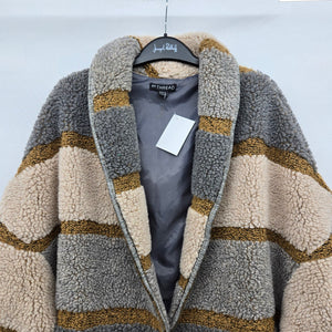en THREAD Women’s Boucle Wool Blend Coat Gray Cream Camel - Size L