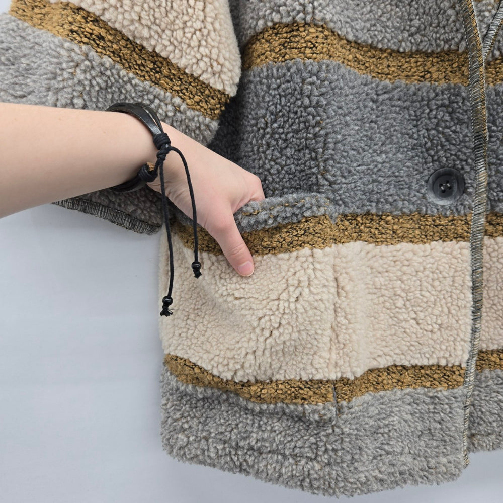 en THREAD Women’s Boucle Wool Blend Coat Gray Cream Camel - Size L