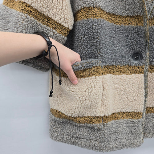 en THREAD Women’s Boucle Wool Blend Coat Gray Cream Camel - Size L