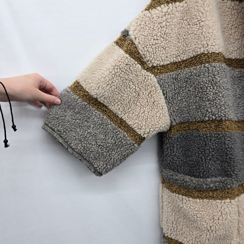 en THREAD Women’s Boucle Wool Blend Coat Gray Cream Camel - Size L