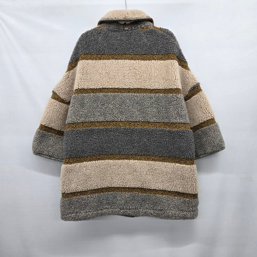 en THREAD Women’s Boucle Wool Blend Coat Gray Cream Camel - Size L