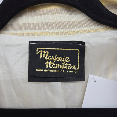 Marjorie Hamilton Women’s Striped Blazer Beige Yellow Gray - Size XL