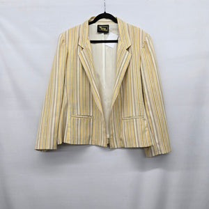 Marjorie Hamilton Women’s Striped Blazer Beige Yellow Gray - Size XL