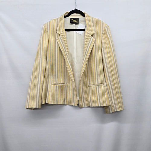 Marjorie Hamilton Women’s Striped Blazer Beige Yellow Gray - Size XL