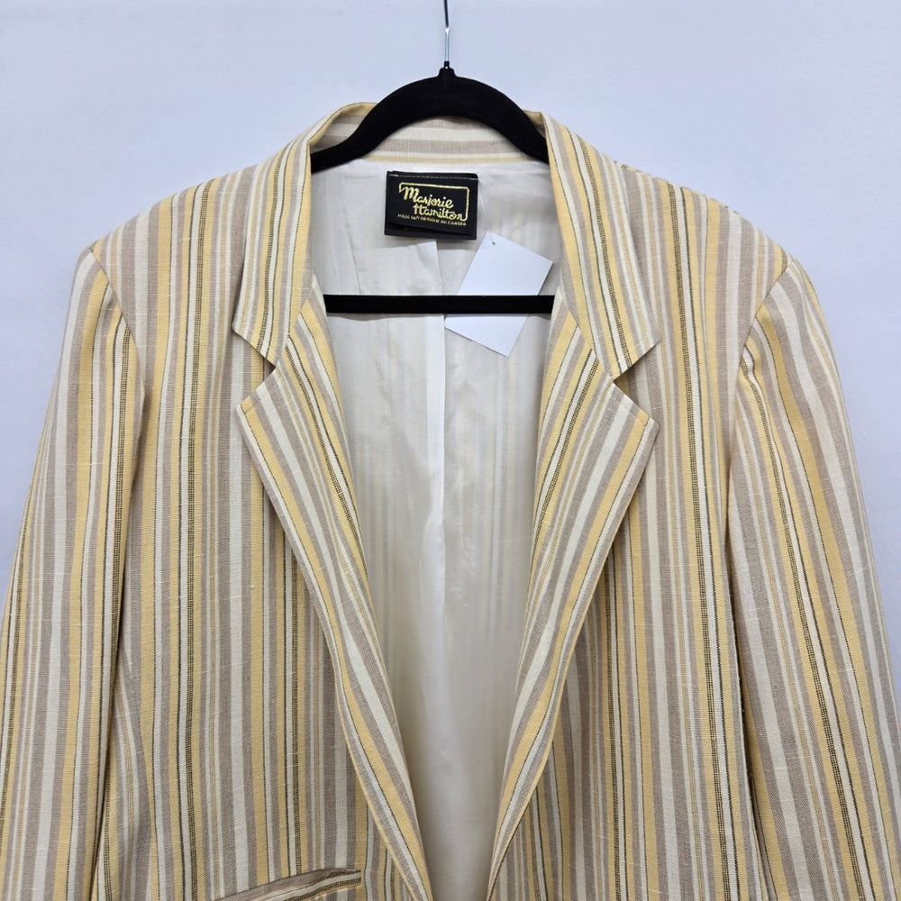 Marjorie Hamilton Women’s Striped Blazer Beige Yellow Gray - Size XL
