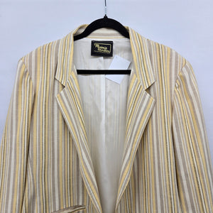 Marjorie Hamilton Women’s Striped Blazer Beige Yellow Gray - Size XL