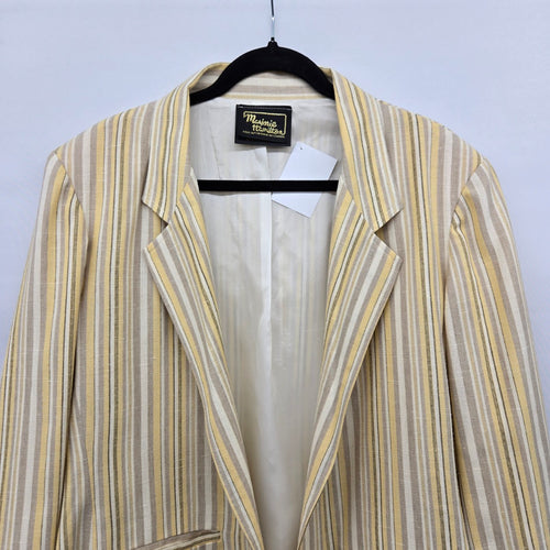 Marjorie Hamilton Women’s Striped Blazer Beige Yellow Gray - Size XL