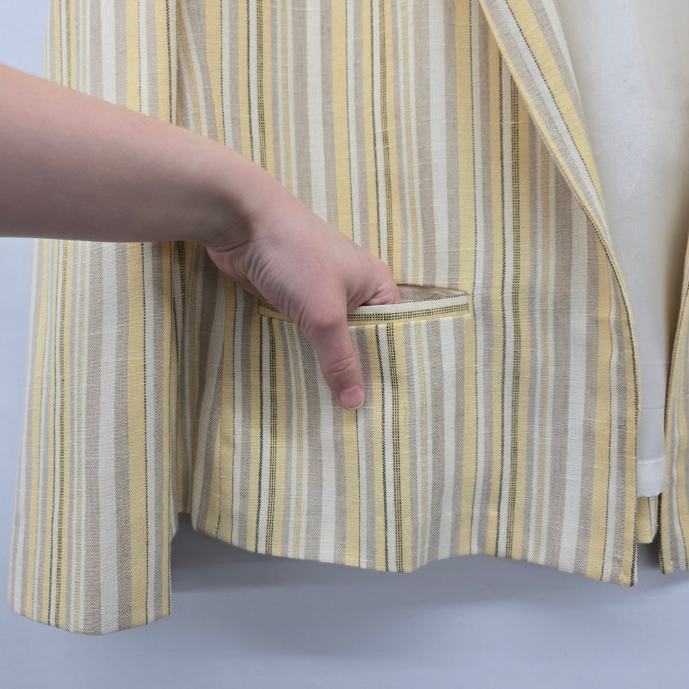 Marjorie Hamilton Women’s Striped Blazer Beige Yellow Gray - Size XL