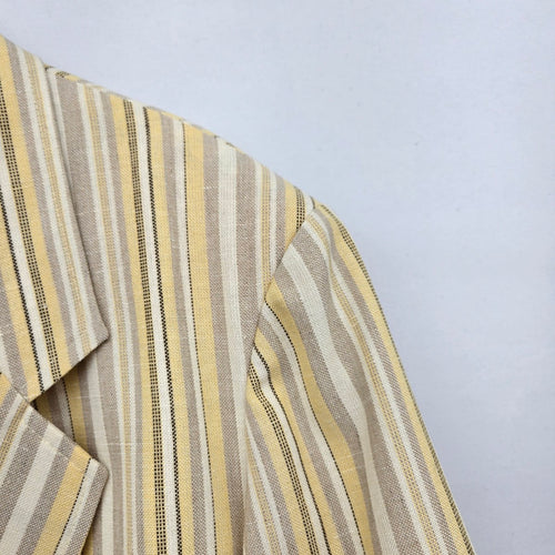 Marjorie Hamilton Women’s Striped Blazer Beige Yellow Gray - Size XL