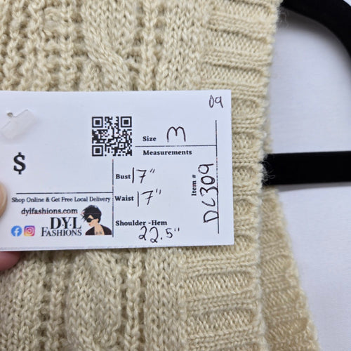 Kari Lynn Original Cable Knit Sweater Vest Cream - Size M