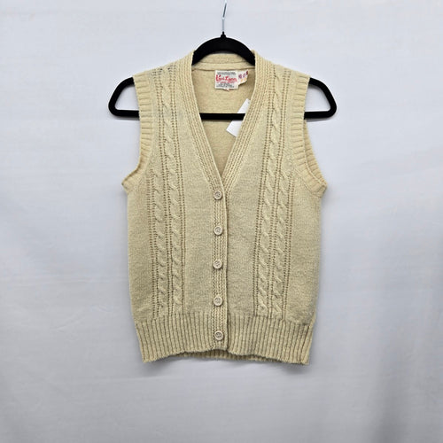 Kari Lynn Original Cable Knit Sweater Vest Cream - Size M