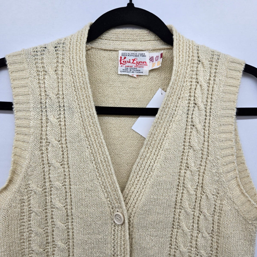 Kari Lynn Original Cable Knit Sweater Vest Cream - Size M