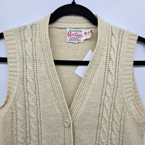 Kari Lynn Original Cable Knit Sweater Vest Cream - Size M