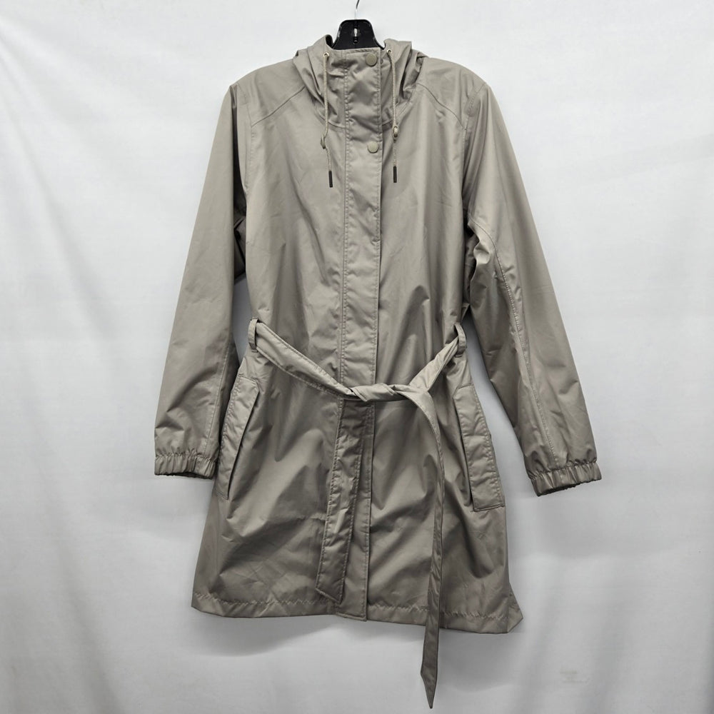 Helly Hansen Hooded Belted Raincoat Trench Jacket Gray - Size XL