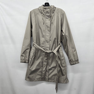 Helly Hansen Hooded Belted Raincoat Trench Jacket Gray - Size XL