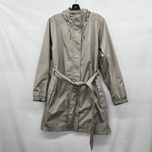 Helly Hansen Hooded Belted Raincoat Trench Jacket Gray - Size XL