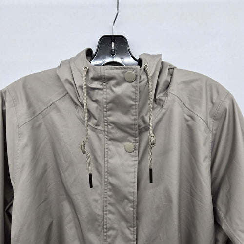 Helly Hansen Hooded Belted Raincoat Trench Jacket Gray - Size XL