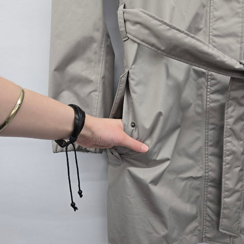 Helly Hansen Hooded Belted Raincoat Trench Jacket Gray - Size XL