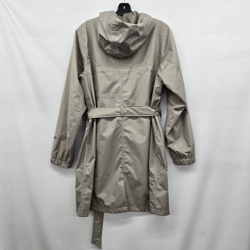 Helly Hansen Hooded Belted Raincoat Trench Jacket Gray - Size XL