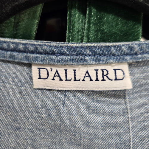 D’Allaird Women’s Blue Denim Embroidered Button-Front Maxi Dress - Size 16
