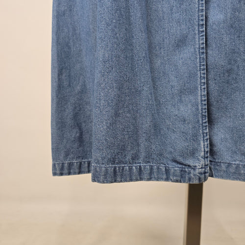 D’Allaird Women’s Blue Denim Embroidered Button-Front Maxi Dress - Size 16