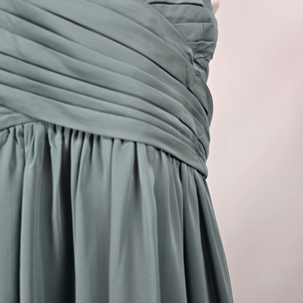Revelry Zoe Chiffon Maxi Dress Eucalyptus Grey Bridesmaid Formal Gown - Size 36  NWT