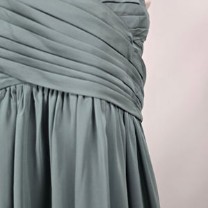 Revelry Zoe Chiffon Maxi Dress Eucalyptus Grey Bridesmaid Formal Gown - Size 36  NWT