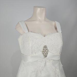 Cara Mia Ivory Silver Lace Wedding Gown Corset Back Beaded Bridal Dress - Size 22W