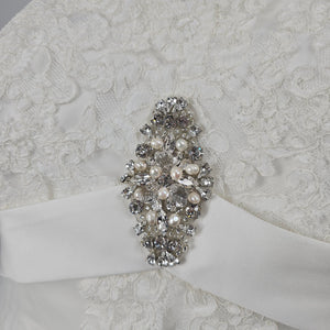 Cara Mia Ivory Silver Lace Wedding Gown Corset Back Beaded Bridal Dress - Size 22W