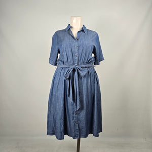 Lane Bryant Chambray Button Front Shirt Dress Blue - Size 1X NWT