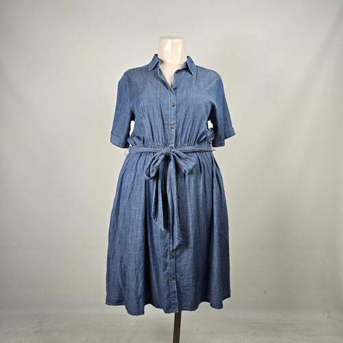 Lane Bryant Chambray Button Front Shirt Dress Blue - Size 1X NWT