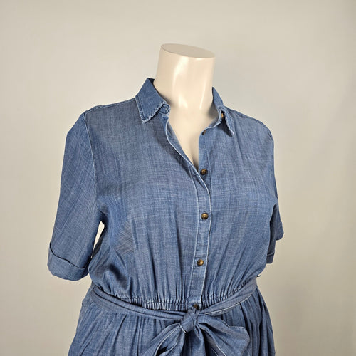 Lane Bryant Chambray Button Front Shirt Dress Blue - Size 1X NWT