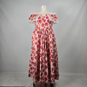Recollections Vintage Pink Rose Floral Prairie Maxi Dress - Size XL