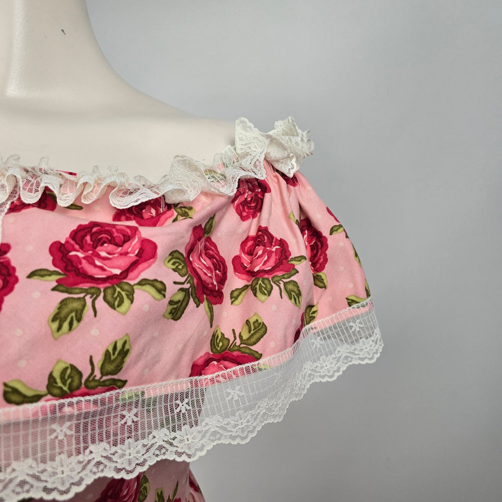 Recollections Vintage Pink Rose Floral Prairie Maxi Dress - Size XL