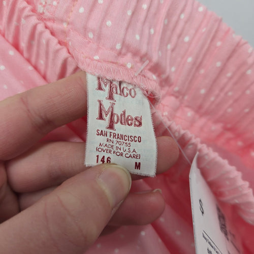 Vintage Malco Modes Pink Polka Dot Tiered Ruffle Skirt Square Dancing - Size M