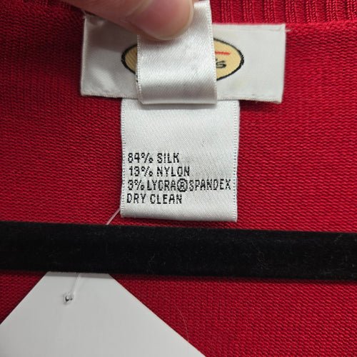 Talbots Red Silk Blend Cropped Bolero Cardigan Sweater - Size L