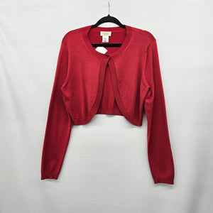 Talbots Red Silk Blend Cropped Bolero Cardigan Sweater - Size L