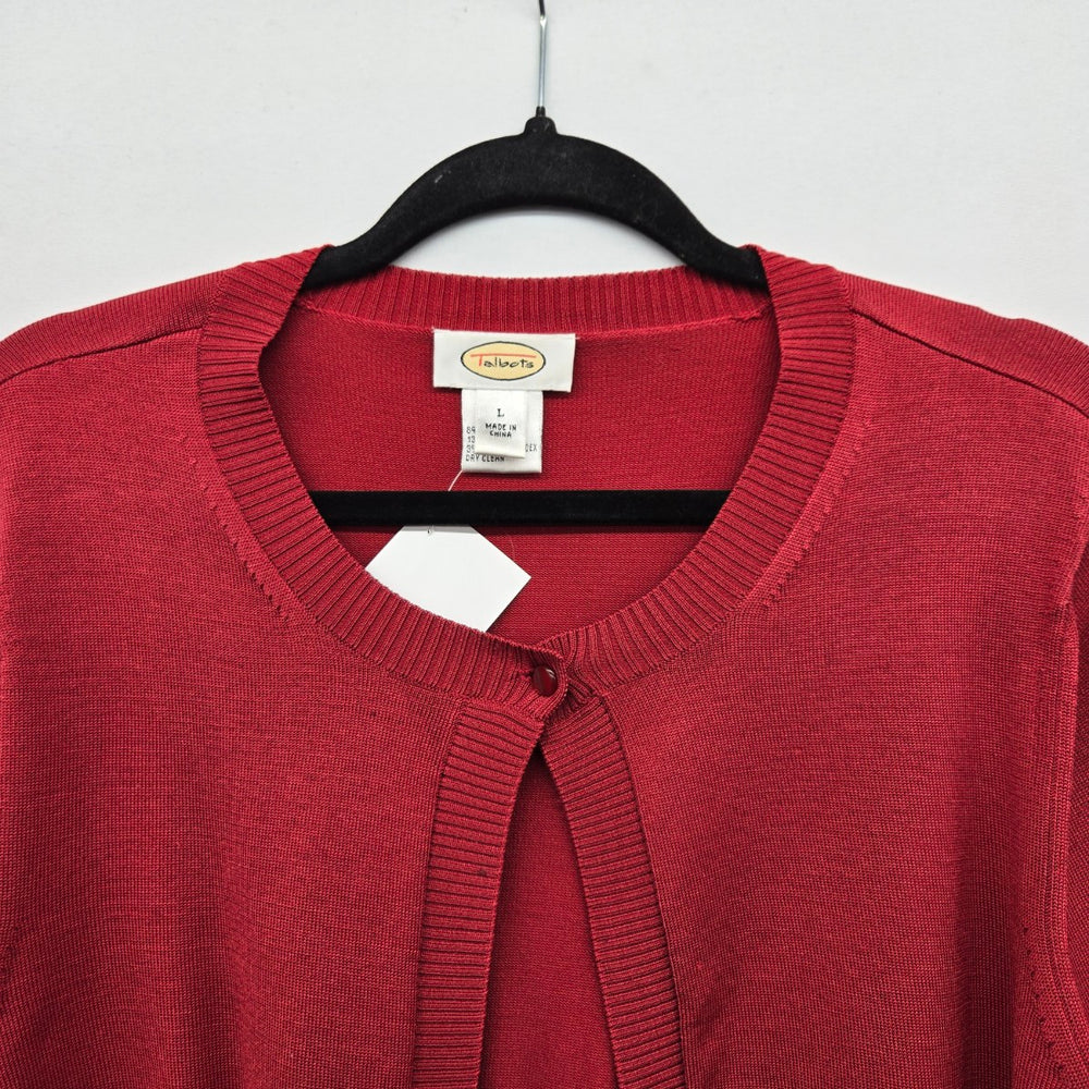 Talbots Red Silk Blend Cropped Bolero Cardigan Sweater - Size L