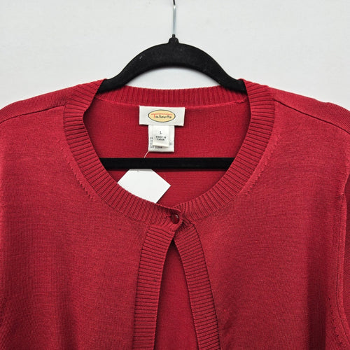 Talbots Red Silk Blend Cropped Bolero Cardigan Sweater - Size L