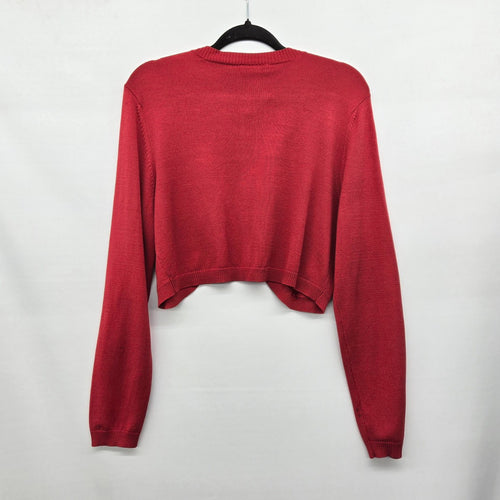 Talbots Red Silk Blend Cropped Bolero Cardigan Sweater - Size L