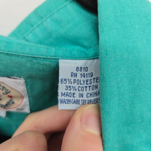 ELY Country Charmers Turquoise Embroidered Western Pearl Snap Shirt - Size L